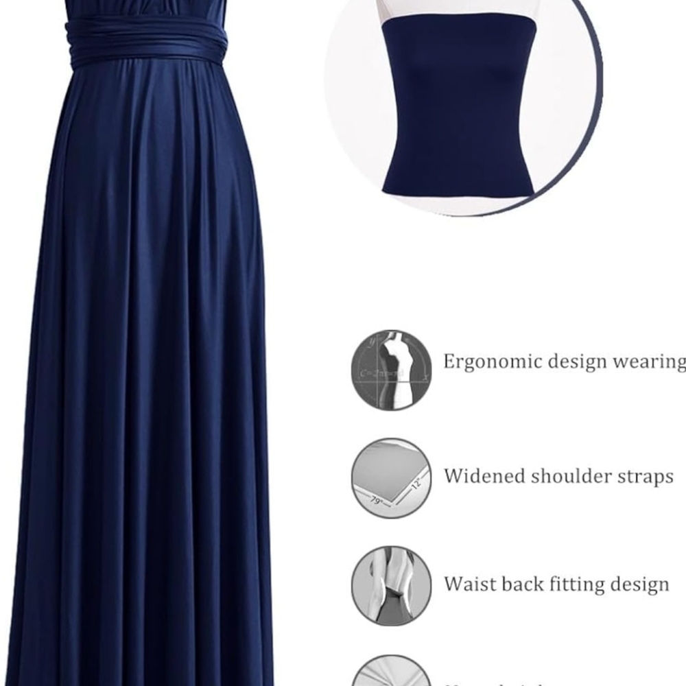 Elegant Navy Blue Maxi Dress NWT retail $79 - Picture 2 of 4
